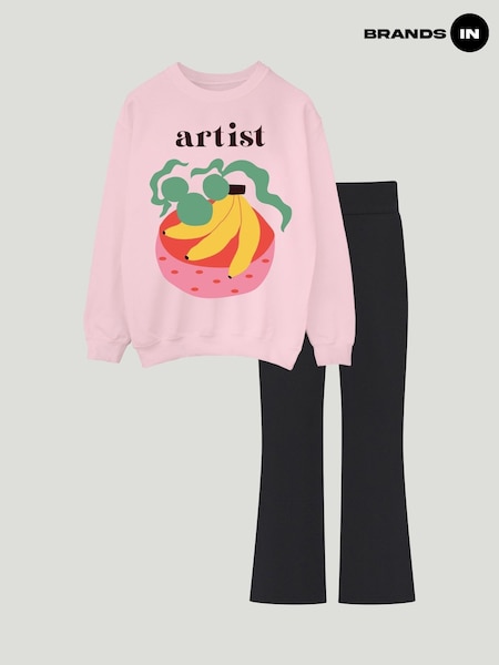 Brands In Pink Banana Artist Sweatshirt and Leggings Set (G12805) | £38