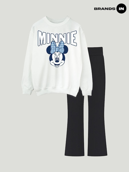 Brands In White Minnie Mouse Bow Sweatshirt and Leggings Set (G12806) | £42