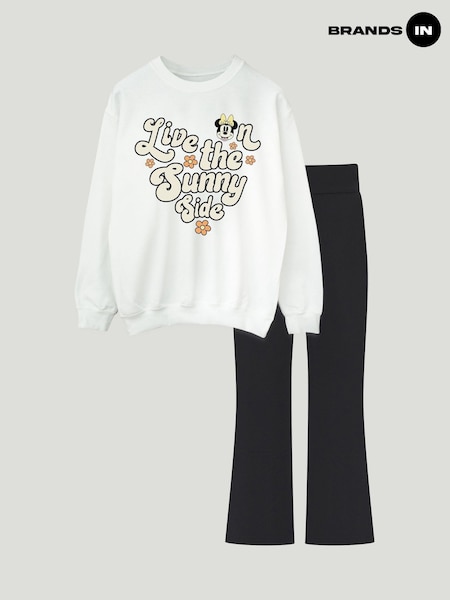Brands In White Minnie Mouse Sunny Side Sweatshirt and Leggings Set (G12812) | £42
