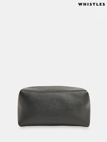 Whistles Black Ria Leather Zip Pouch (G12827) | £59