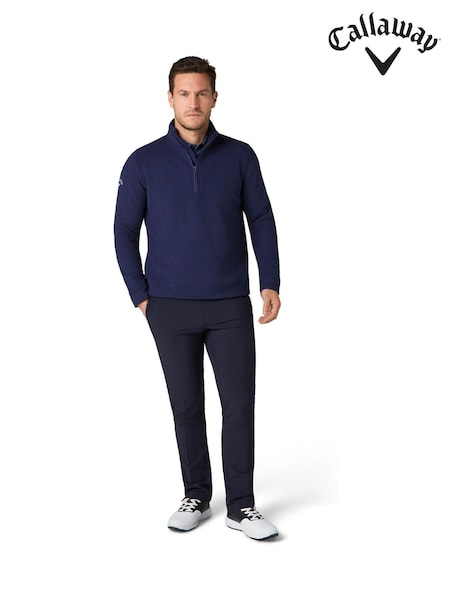 Callaway Apparel Blue Emea Long Sleeve Waffle 1/4 Zip Base Layer (G12936) | £70