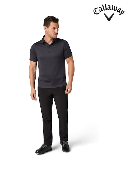 Callaway Apparel Emea Short Sleeve Chev Twill Jacquard Black Polo Shirt (G12937) | £50