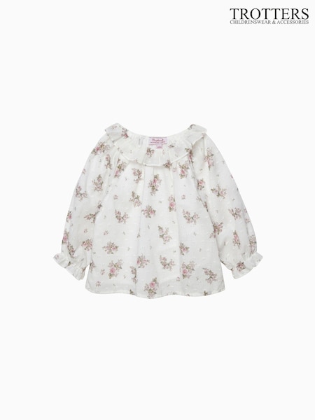 Trotters London Arabella Floral White Blouse (G13126) | £46