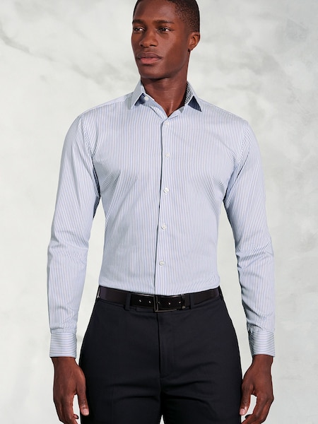 Brook Taverner Blue Stripe Cotton Shirt (G13151) | £50