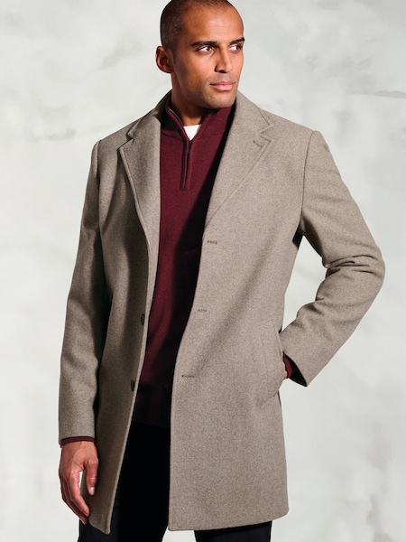 Brook Taverner Brown Wool Blend Overcoat (G13164) | £149