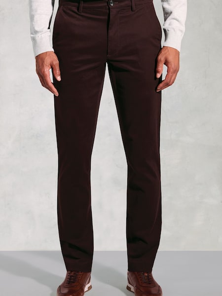 Brook Taverner Red Italian Fine Twill Stretch Cotton Chino Trousers (G13165) | £69