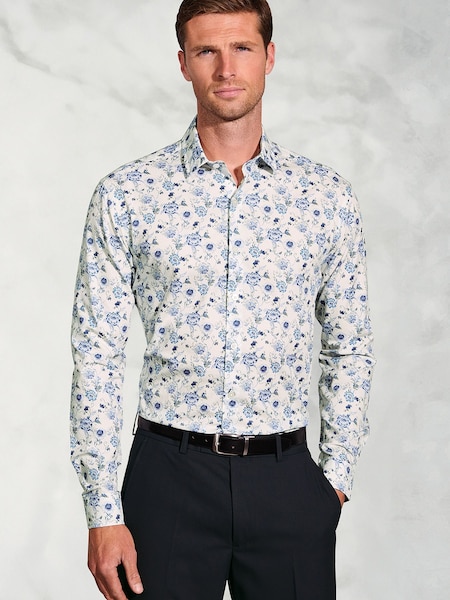Brook Taverner White Ornate Floral Print Cotton Shirt (G13186) | £50