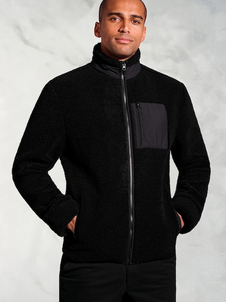 Brook Taverner Black Zip Through Borg Fleece (G13200) | £69