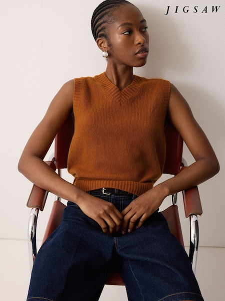 Jigsaw Orange Cloud Cashmere V-Neck Tank (G13263) | £129