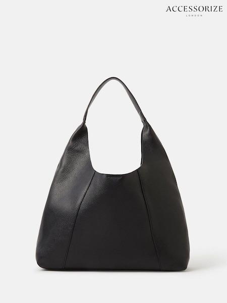 Accessorize Black Large Slouchy Leather Shoulder Bag (G13392) | £79