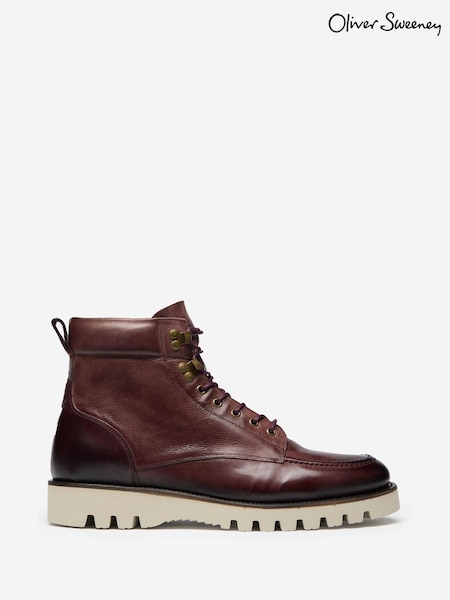 Oliver Sweeney Red Calf Leather Moc Toe Boots (G13465) | £299