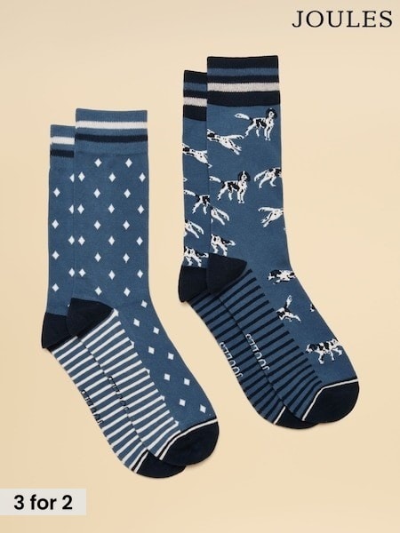 Blue Dog - Regular Joules Men's Kingsbury Socks 2 Pack (size 7-12)