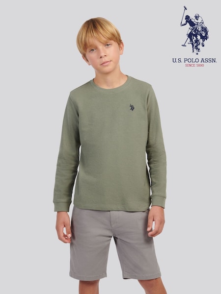 U.S. Polo Assn Green Boys Flat Pile Long Sleeve T-Shirt (G13753) | £30 - £48