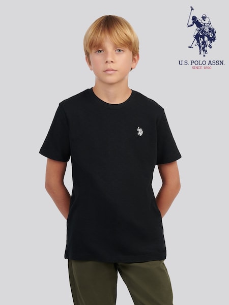 U.S. Polo Assn Black Boys Check Texture T-Shirt (G13761) | £28 - £42