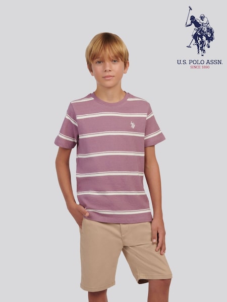 U.S. Polo Assn Purple Boys Terry Stripe T-Shirt (G13764) | £28 - £42