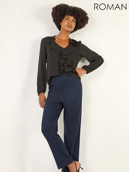 Roman Blue Straight Leg Ponte Stretch Trousers (G13832) | £32