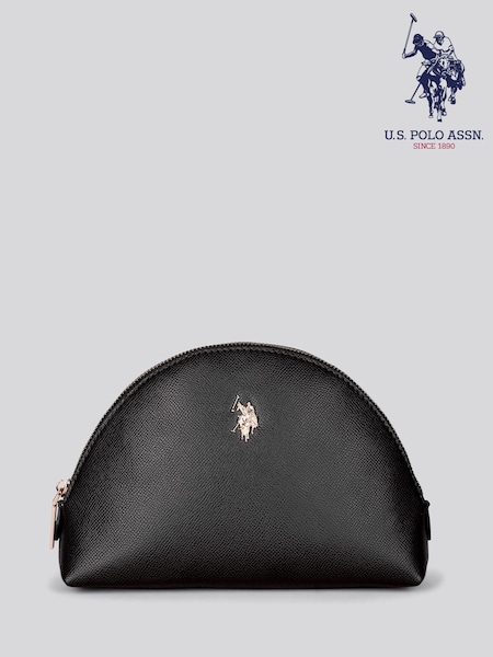 U.S. Polo Assn Black Jones Round Beauty PU Makeup Bag (G13936) | £40