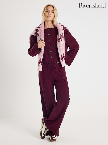 River Island Red Cardigan and Trousers Lounge Set (G14014) | £46