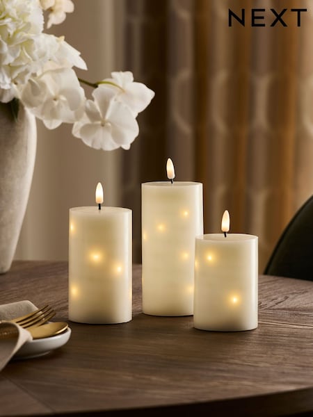 Set Of 3 Twinkle Led Candle