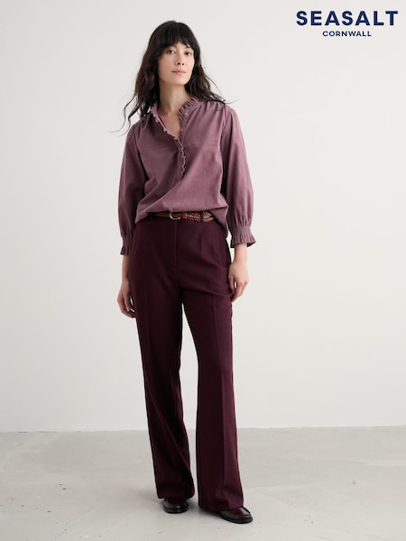 Seasalt Cornwall Purple Lowena Wool Blend Straight Leg Suit Trousers (G14154) | £80