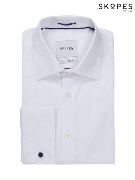 Skopes White Tailored Fit Luxury Cotton Formal Tailored Fit Twill Shirt (G14176) | £45