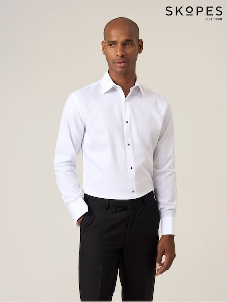Skopes White Slim Luxury Formal Tailored Fit Dress Shirt (G14177) | £49