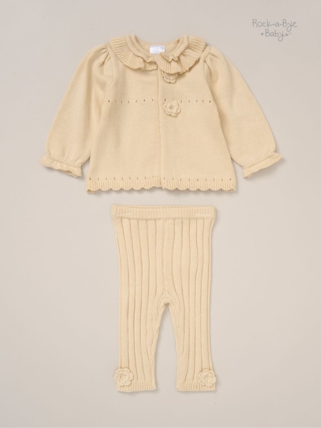 Rock-A-Bye Baby Boutique Baby Knit White Cardigan and Leggings Set (G14179) | £24