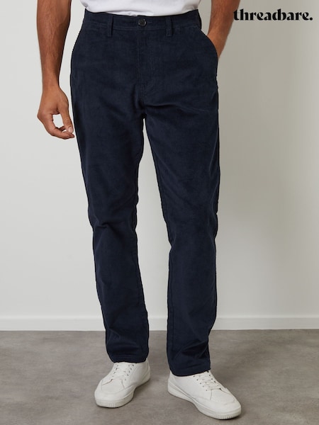 Threadbare Blue Straight Leg Stretch Corduroy Trousers (G14187) | £32