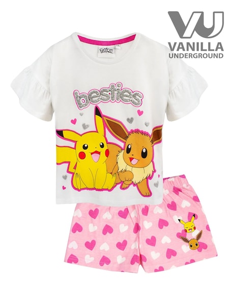 Vanilla Underground White Pokemon Pikachu, Eeevee Short Sleeve Short Leg Pyjamas Set (G14259) | £16