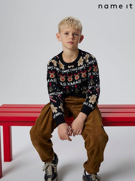 Name It Black Knitted Christmas Jumper (G14346) | £21