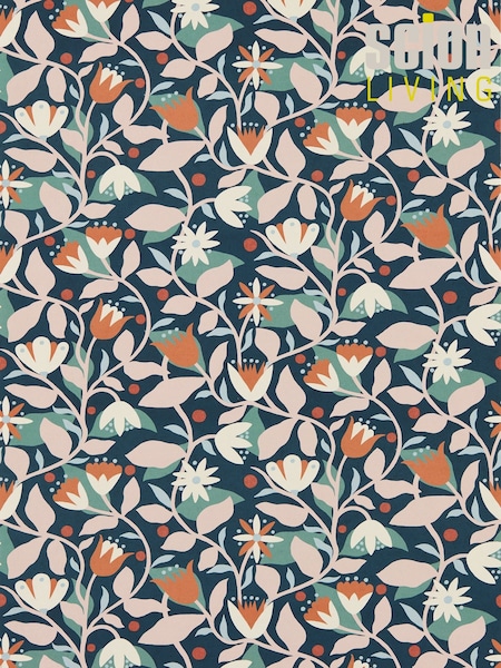 Scion Blue Dancing Daisies Oakham 10M Wallpaper (G14384) | £80