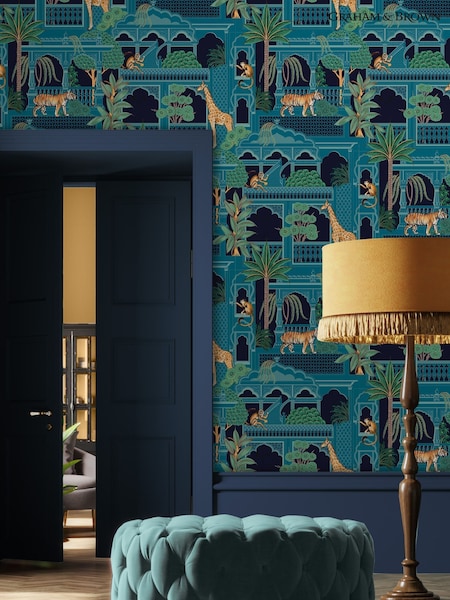 Graham & Brown Navy Animahal 10M Wallpaper (G14454) | £95