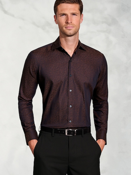 Brook Taverner Blue Cotton Jacquard Shirt (G14641) | £50