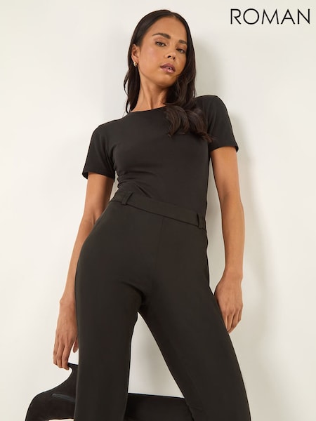 Roman Black Petite Suedette Stretch Denim Leggings (G14647) | £28