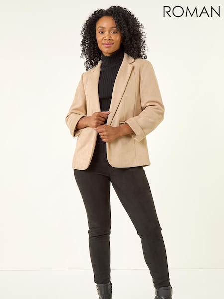 Roman Natural Petite Suedette Blazer (G14658) | £55
