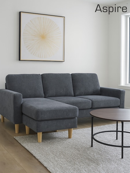 Aspire Furniture Charcoal Pad Compact Sofa with Reversible Chaise (G14766) | £605