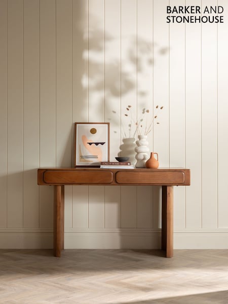Barker and Stonehouse Brown Zerina Acacia Wood 2 Drawer Console Table (G14821) | £425