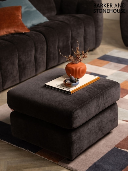 Barker and Stonehouse Natural Montgomery Fabric Footstool (G14836) | £275