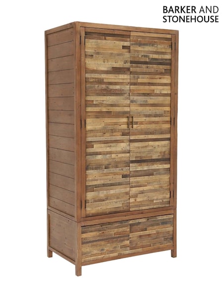 Barker and Stonehouse Brown Charlie Reclaimed Wood 2 Door 2 Drawer Wardrobe (G14842) | £1,045