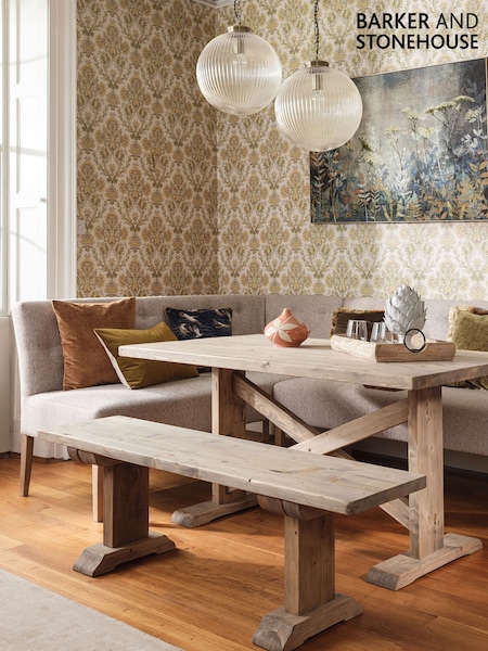 Barker and Stonehouse Grey Medina Upholstered Dining Left Hand Corner Bench (G14846) | £955