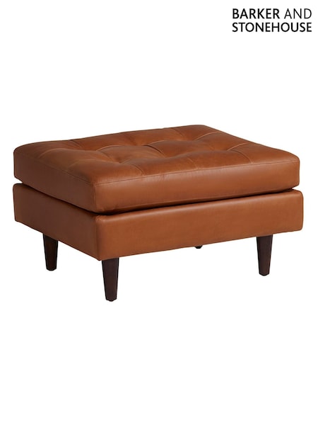Barker and Stonehouse Tan Brown Hemingway Leather Footstool (G14852) | £475