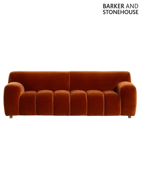 Barker and Stonehouse Orange Lavinia Tufted Velvet Sofa (G14855) | £1,455