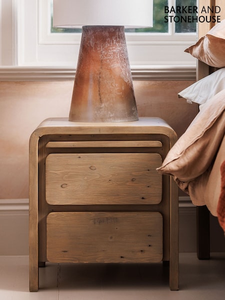 Barker and Stonehouse Brown Tosca Reclaimed Wood 2 Drawer Bedside Cabinet (G14866) | £245
