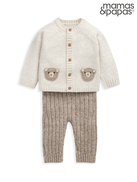 Mamas & Papas Brown Me and You Bear Cardigan & Leggings Knit Set (G15062) | £39