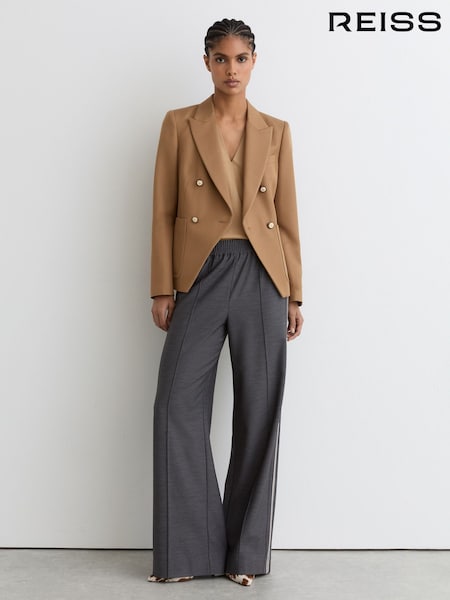 Reiss Camel Gigi Wool-Blend Double-Breasted Blazer (G15162) | £298