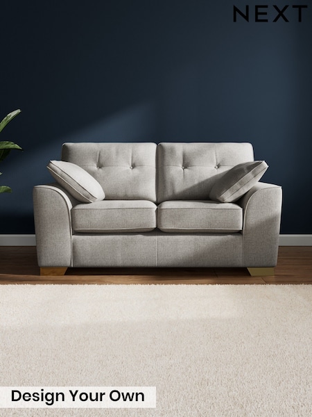 Woven Chenille Easy Clean/Light Grey - Stamford Buttoned Back