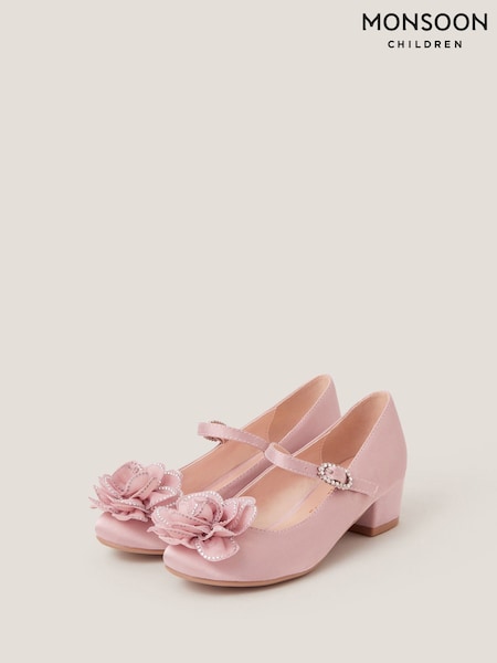 Monsoon Pink Corsage Flower Diamante Heels (G15621) | £28 - £32