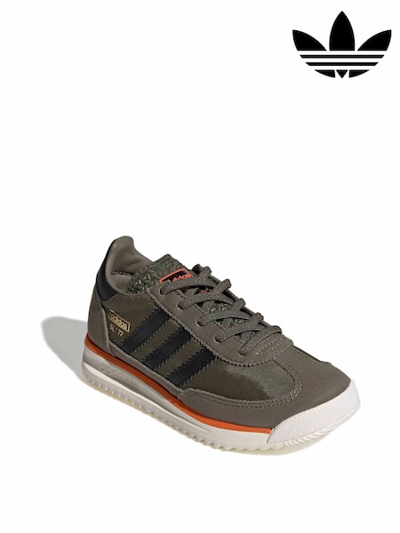 adidas Originals Khaki/Black SL 72 RS Elastic Laces Kids Trainers (G15659) | £40