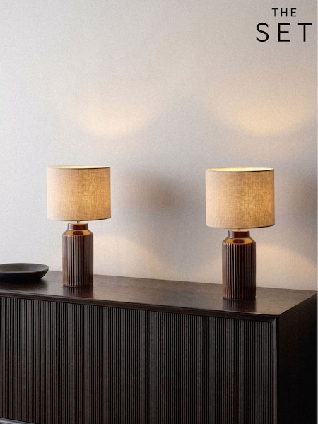 The Set Set Of 2 Ribbed Ceramic Table Lamps