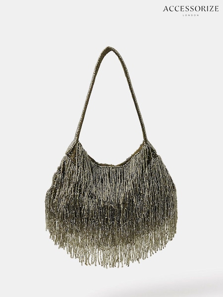 Accessorize Gold Beaded Fringe Handbag (G15912) | £50